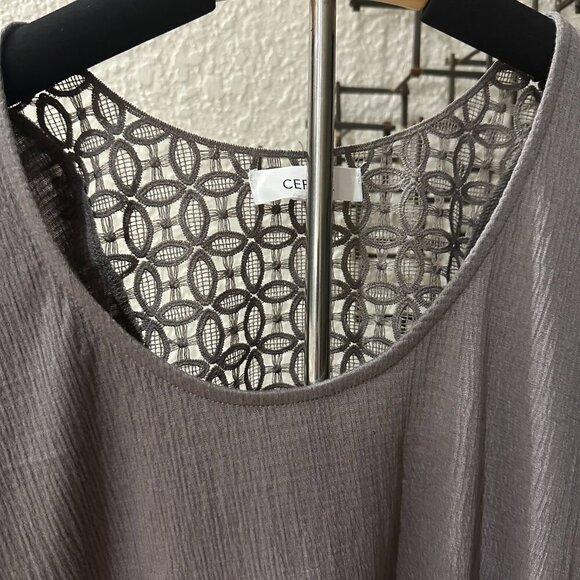 Cerule Gray Crinkle Knit Lace Back Top | Relaxed Fit Soft NWT S-L - Picture 8 of 9